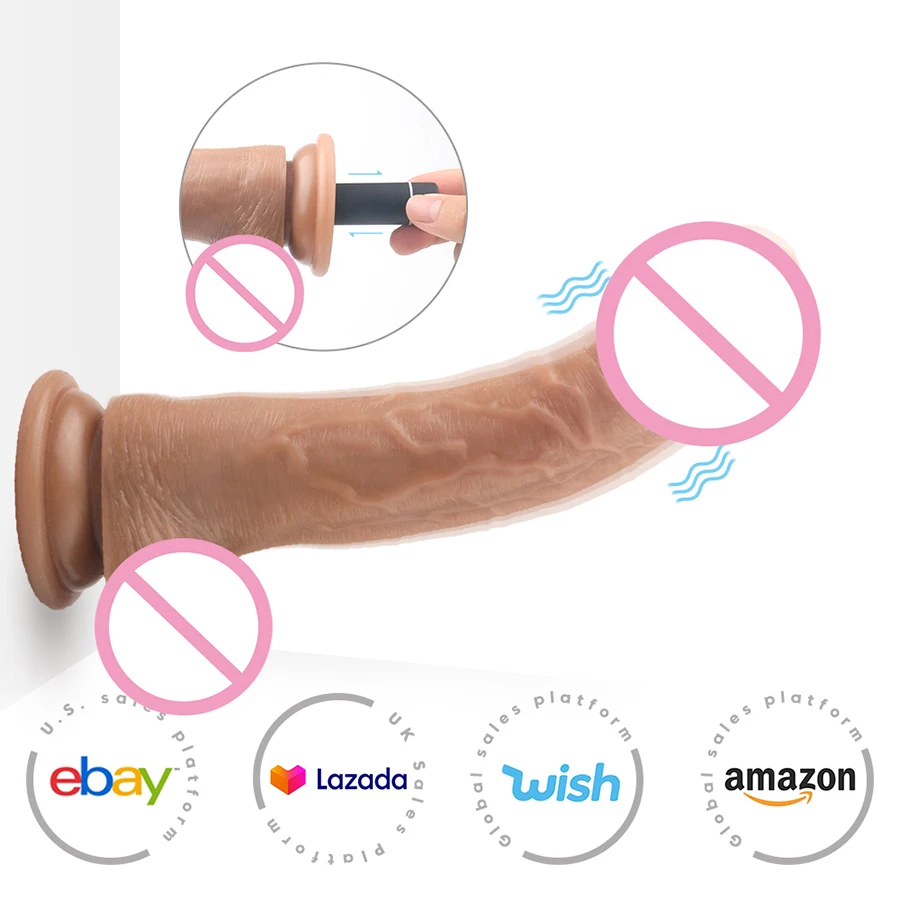 S-HANDE Remote control plastic penis sex toys vibrating dildos for women soft silicone rubber penis with strong suction cup