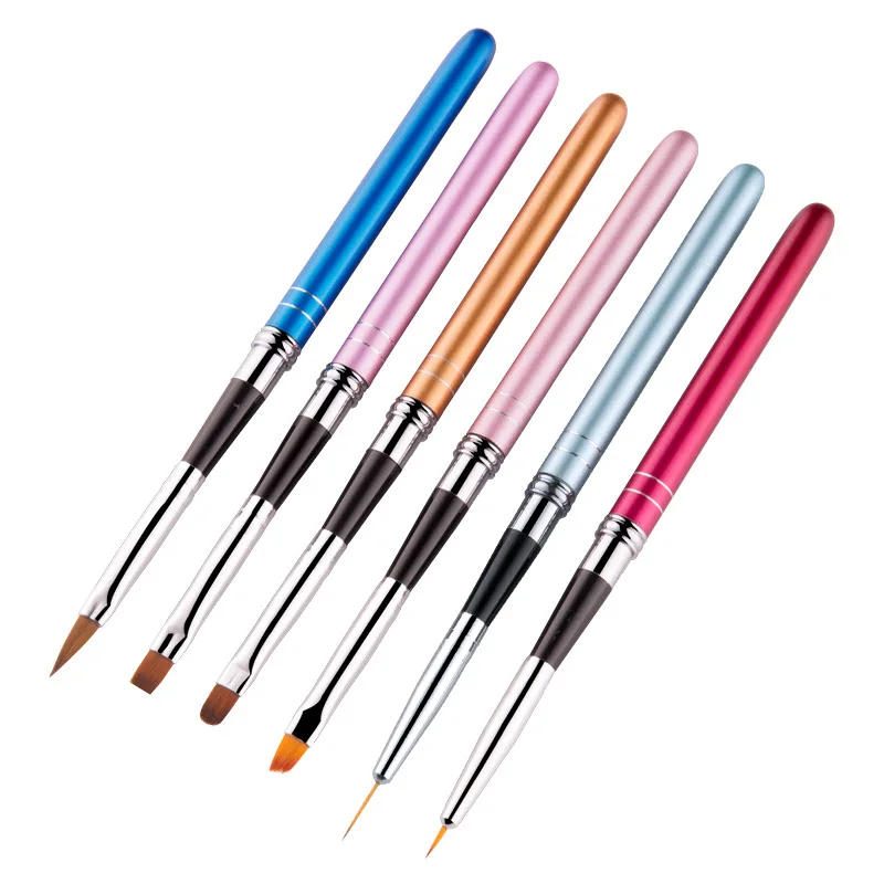 Заводская цена УФ-гель круглая металлическая ручка кисти для дизайна ногтей линии рисования дизайн