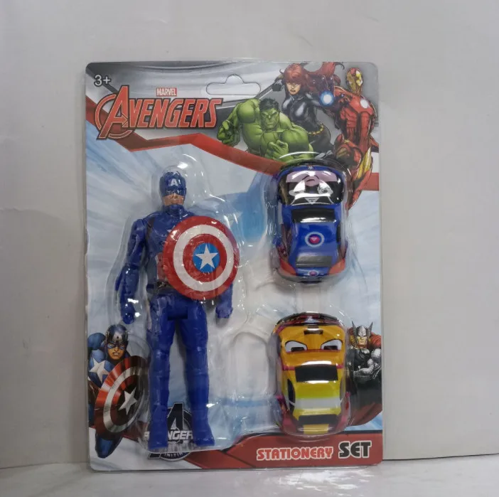 Cartoon doll and 2 cars set toy moving joints kindergarten children gifts