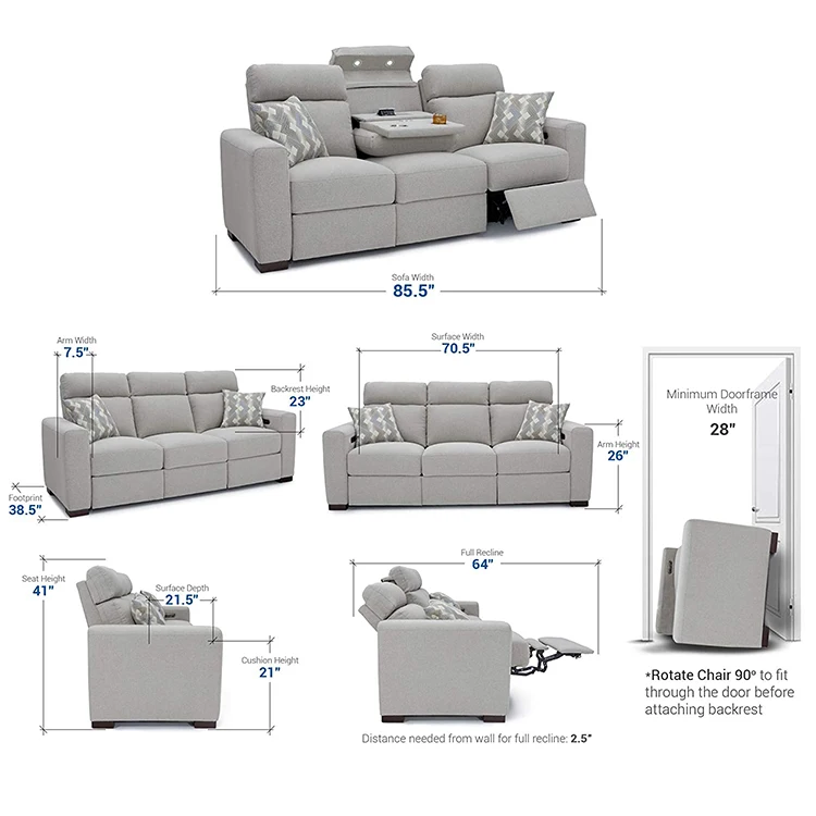 Высококачественное льняное Электрическое Кресло С Откидывающейся Спинкой кресло для домашнего кинотеатра с подстаканником и ящиком хранения