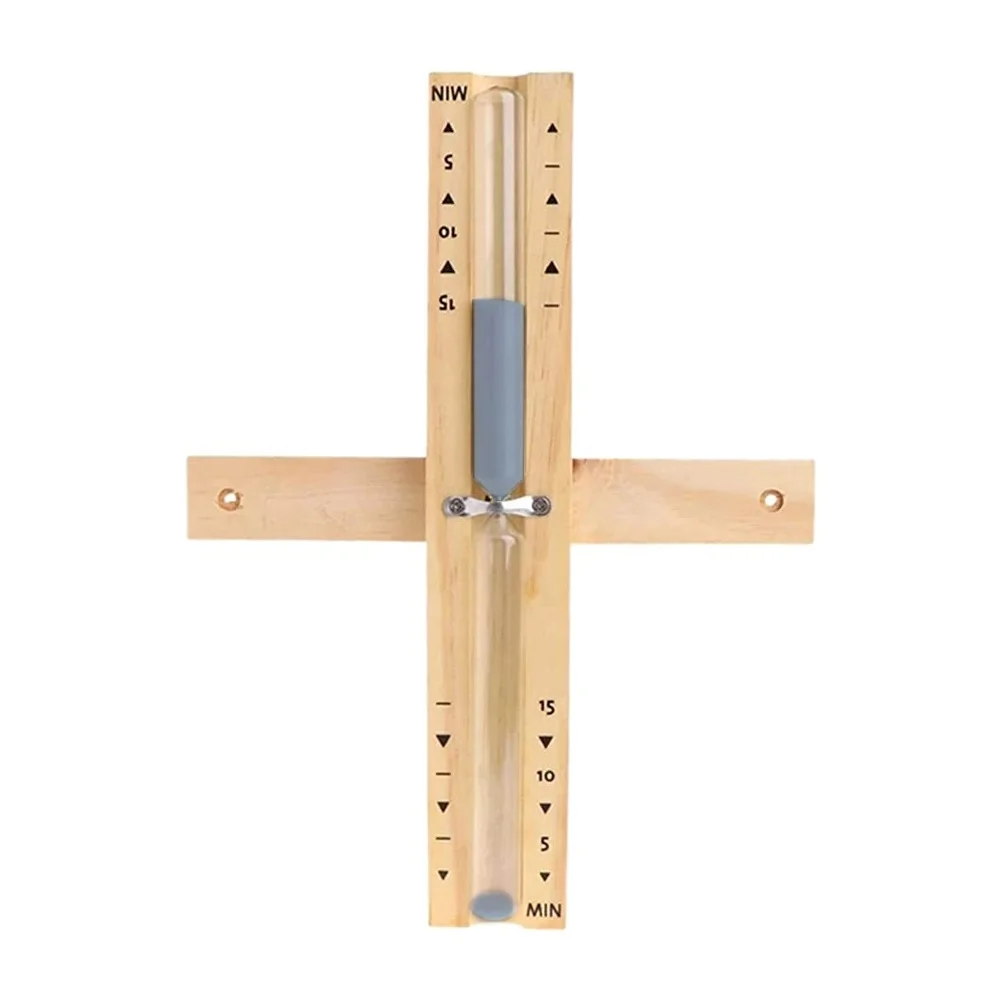 EASTOMMY Beech Wood 15 Minutes Accurate Hour-Glass Sauna Hourglass Sand Timer Rotating Wood color