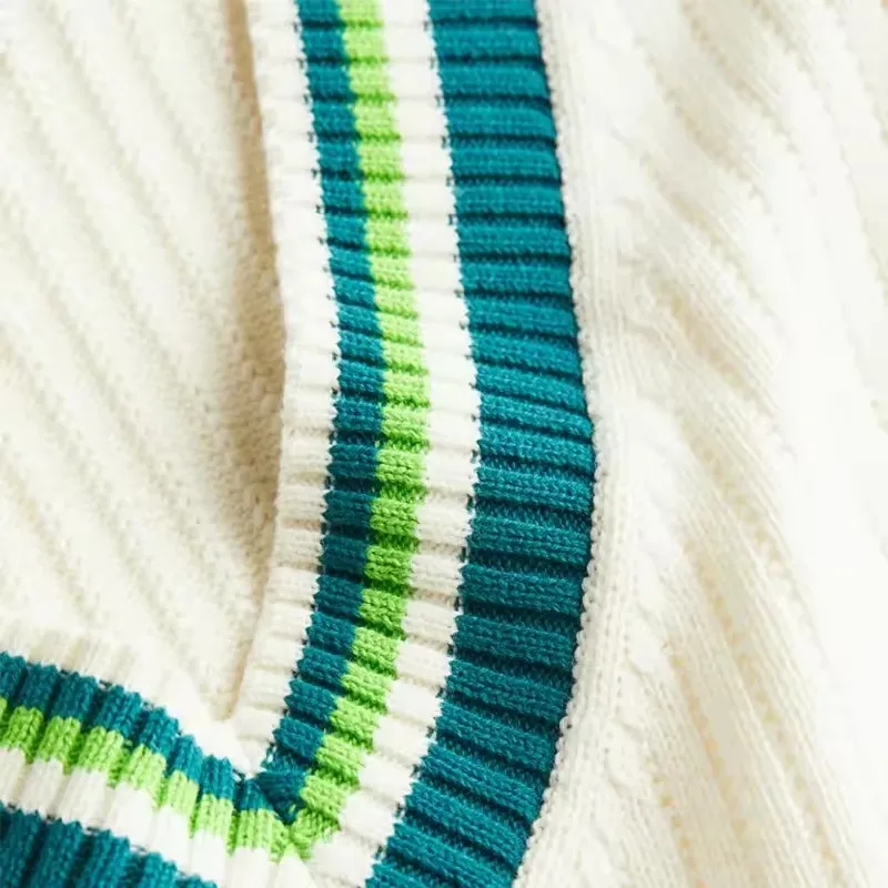 YSYS Fashion Men Tank Top Custom Design Knit Sweater Vest 100%Cotton Color Blocking Students Style Sleeveless V-neck Vest