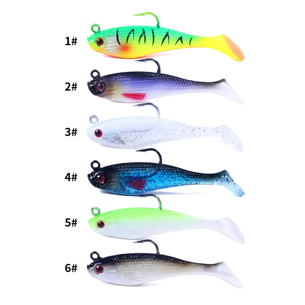 8cm-10g wholesale Soft  Fishing Lures Tail Swimming Baits Jig hook