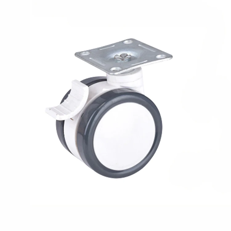 Furniture Wheels 4PCS 3/4/5 In Furniture Trolley Rack PU Caster Wheel Silent Fixed Brake Casters