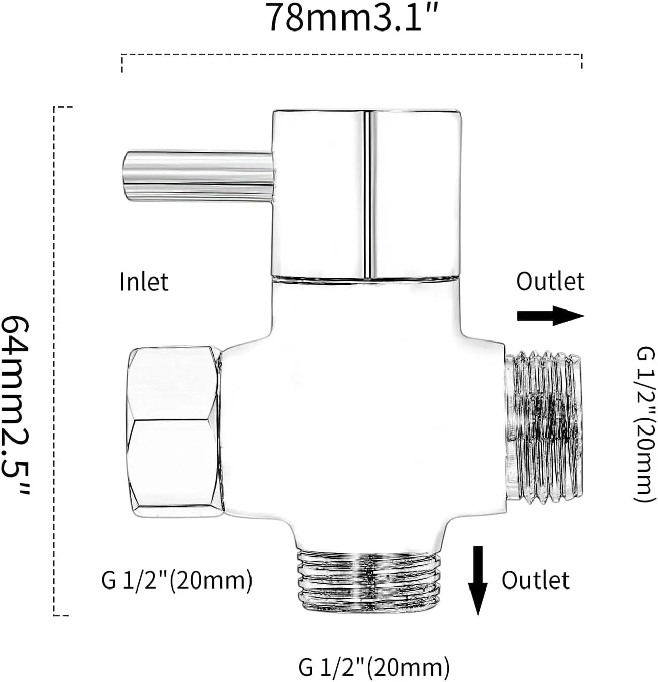 High Quality Corrosion-Resistant Three-Way Ball Valve Precision Engineered Hotel Bathroom Diverter Bidet Use Faucet Accessories