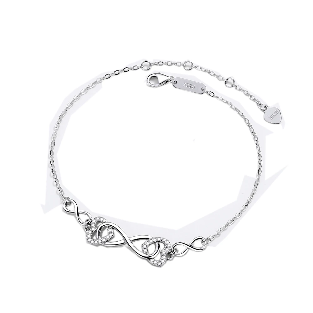 
Hot selling fashion charm Christmas gift number 8 infinite love symbol infinite 925 Sterling Silver Adjustable Bracelet 