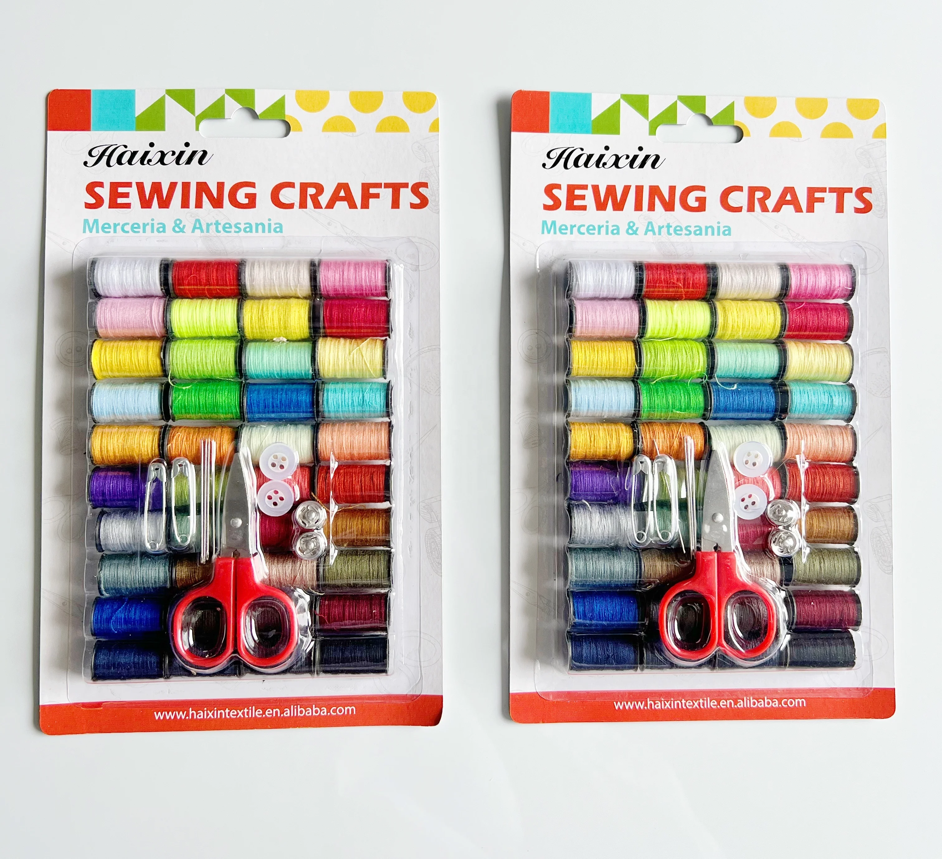 Household Sewing Kit Set With 40 colors Threads Needles button and scissor in Blister Card