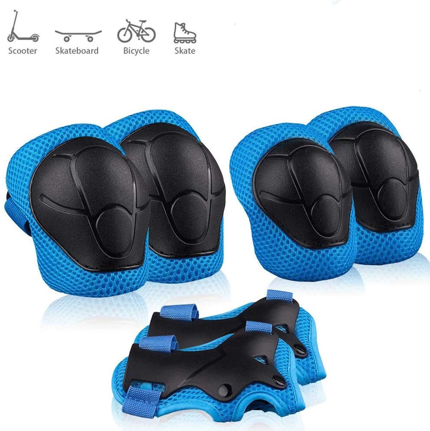 Kids Knee  Elbow Pads Wrist Guards, Children Toddler Breathable Protective Gear Set for Skateboard Rollerblading Roller Skating