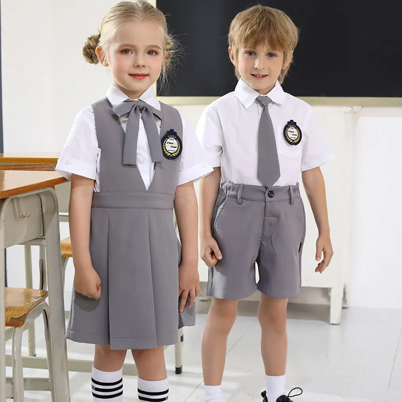 2022 International design cardigan style high school girls shirt and skirt uniform boys school uniform