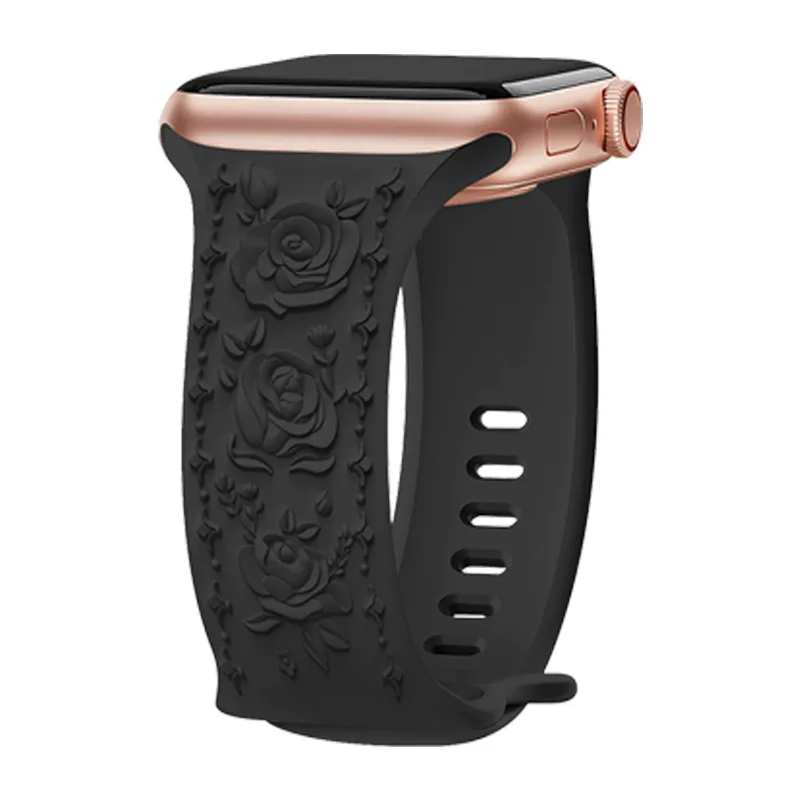 Leyi OEM silicone waterproof loop bracelet fashion engraved relief design adjustable watch band sport watch ultra straps 42 49mm