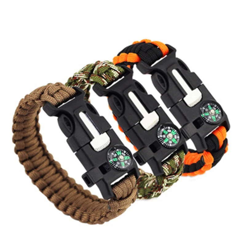 Multifunction 5 In 1 Emergency Survival 550 LBS Tactical Bracelet for Outdoor Camping