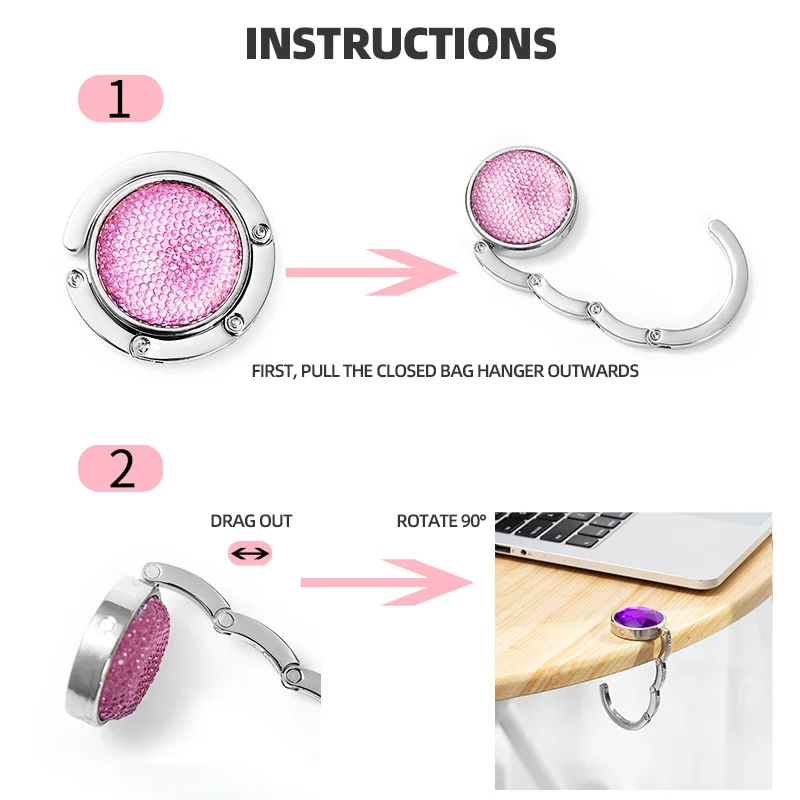 Custom Blank Folding Bag Purse Hook Handbag Hanger Holder