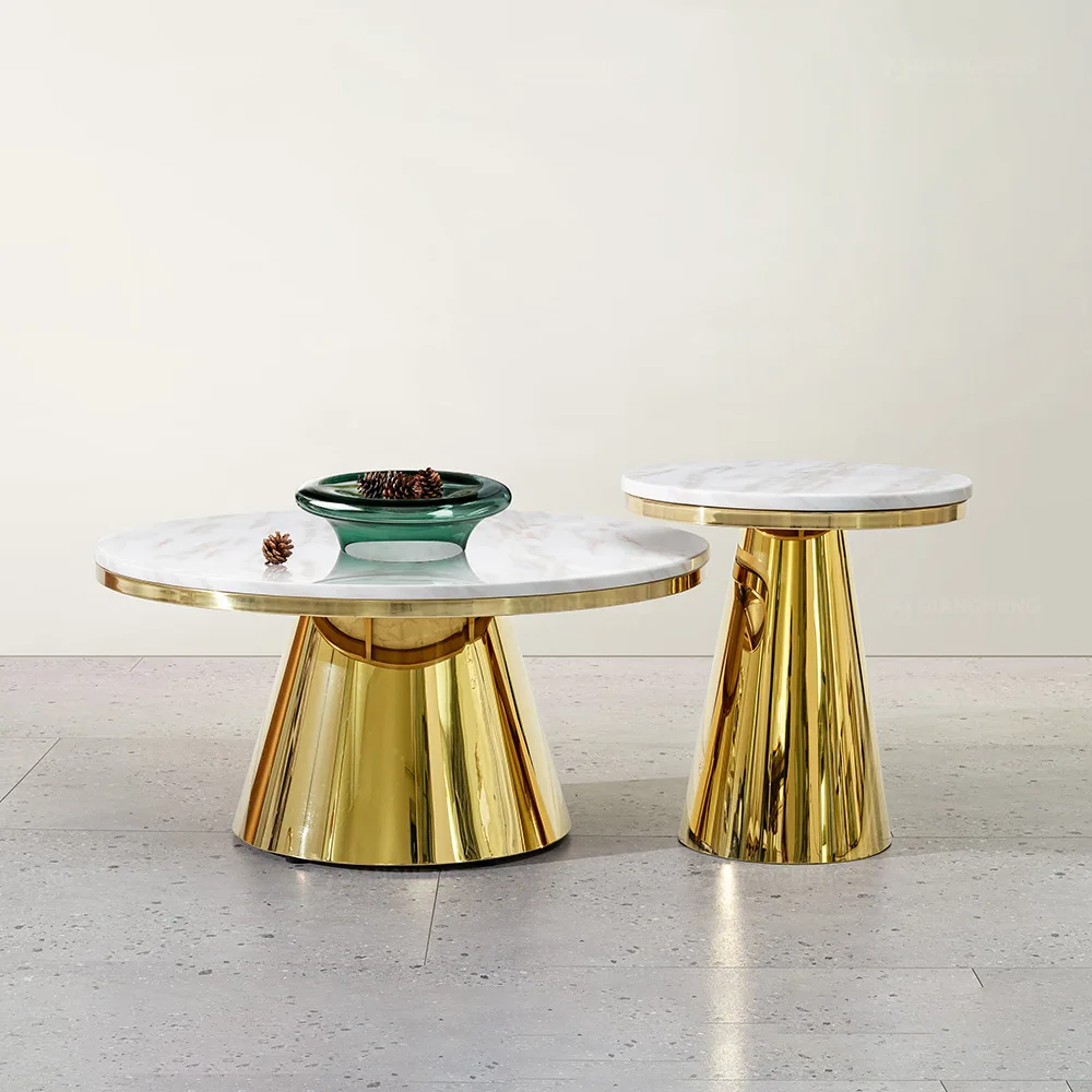 QIANCHENG metal legs for coffee table guangzhou manufacturer wholesale price living room furniture round nesting coffee table