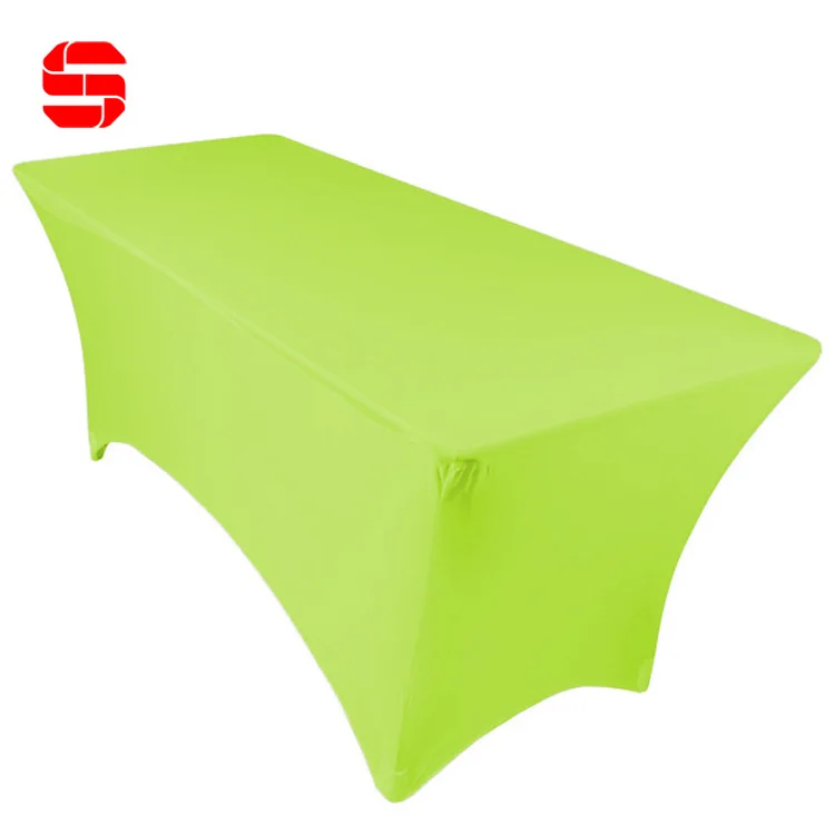 Wholesale 6 8 10 ft Blank Solid Color Business Fitted Stretch Display Royal Blue Table Cloth Covers Fitted Spandex Tablecloth