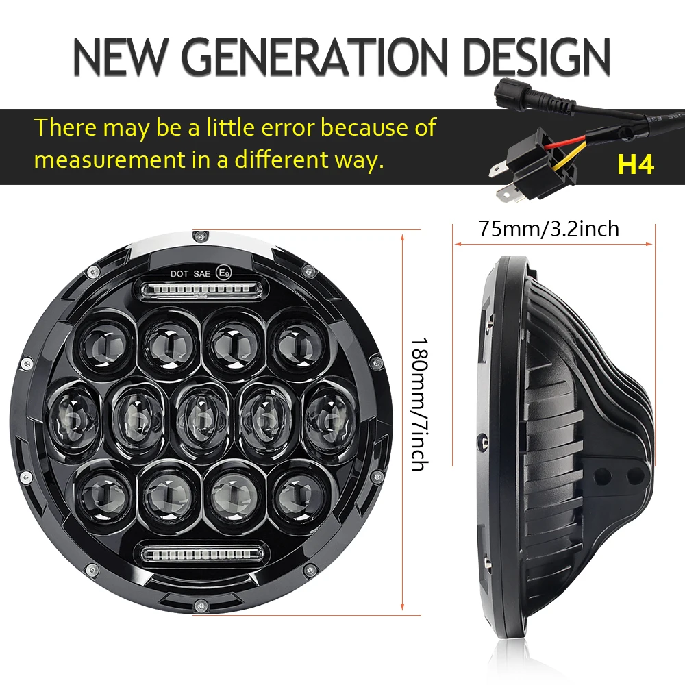 Super Bright Remote control 30w/50w Led Drl APP Angel Eye Round RGB 7 inch LED Headlight