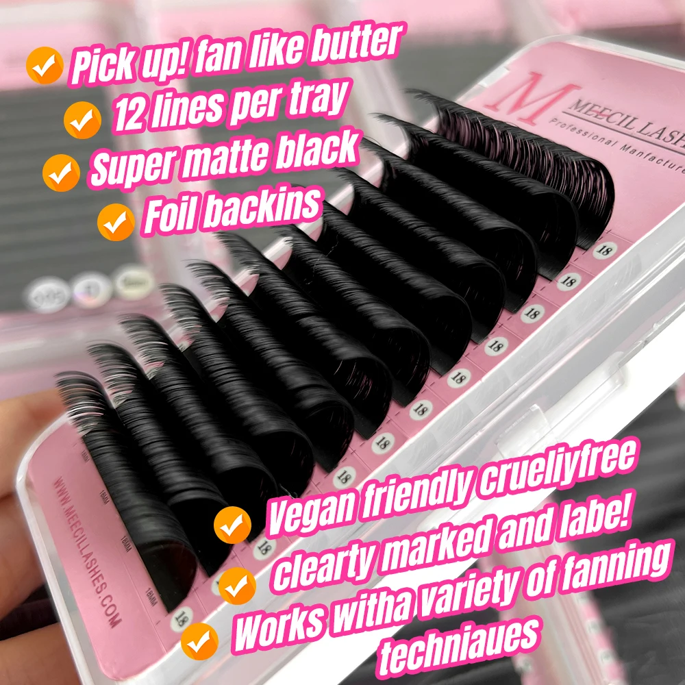 Matte Black Cashmere Lash Extensions Volume Trays 003 03 Dark Fluffy Lash Trays
