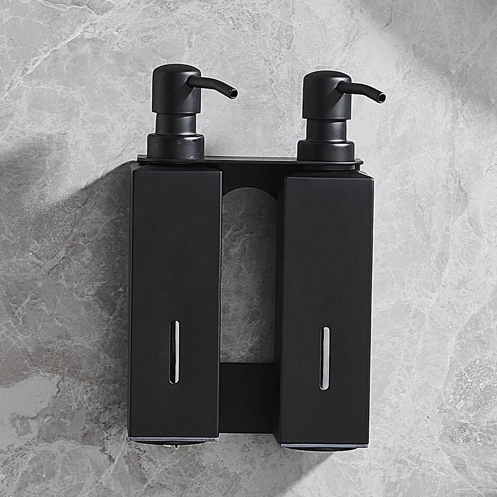 Customize Metal Liquid Soap Dispenser 3-in-1 Wall Mount Square Shower Shampoo Dispenser With Visible Window