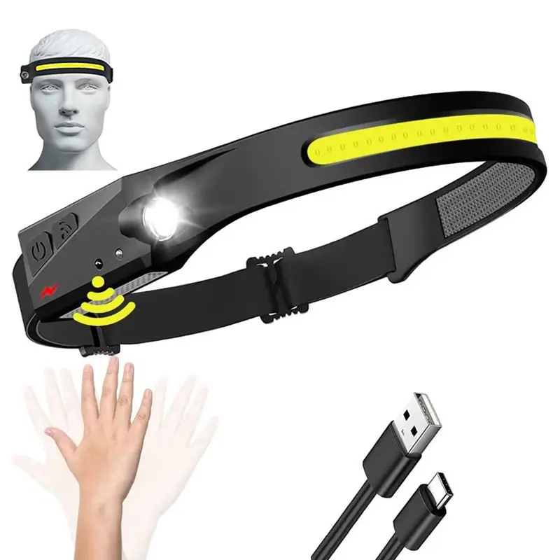 Head Torch rechargeable Silicone gel Band induction Head Lamp LED Fishing Running Hiking Headlamp Headlight