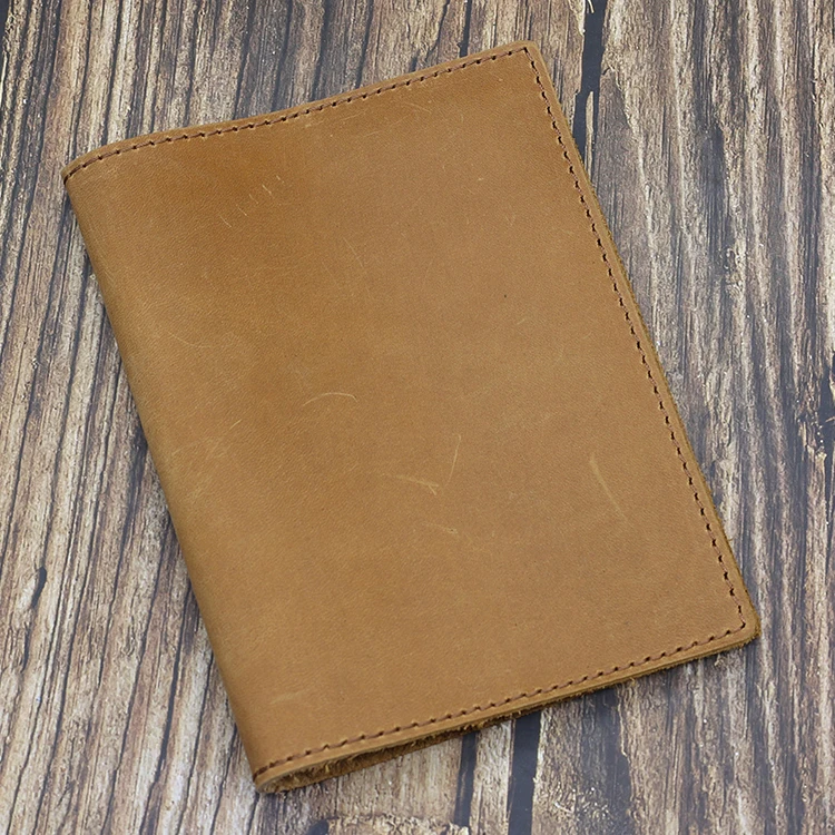 Hey Wing High Quality Light Brown Crazy Horse Genuine Leather Journal Cover with Pocket