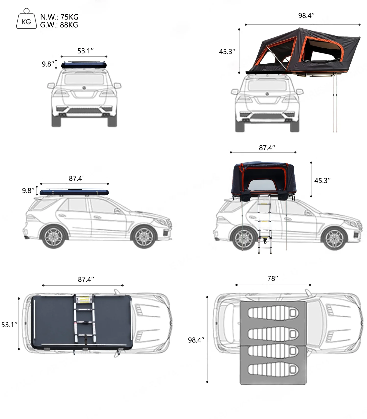 2020 latest Hard Shell automatic car tent travel tent aluminum tent