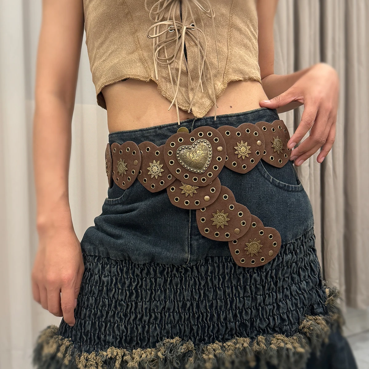 Vintage Designer Belts For Women high quality Harajuku accessories Heart Decorative Big Waistband Y2K Cummerbunds Black Corset