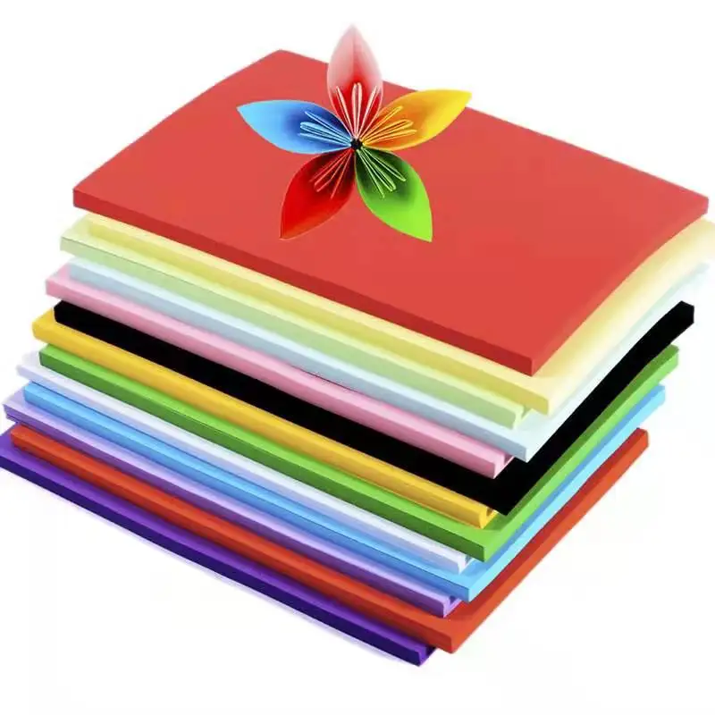 China manufacture 10 colors 70gsm art origami paper colorful kids DIY 100 sheets custom size colored coated paper