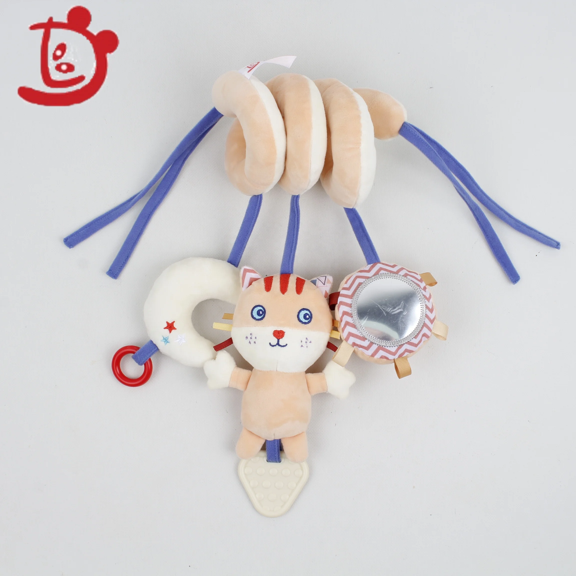 soft infant crib activity bed stroller toy spiral cute cat baby toy for newborns educational baby towel toys with teether