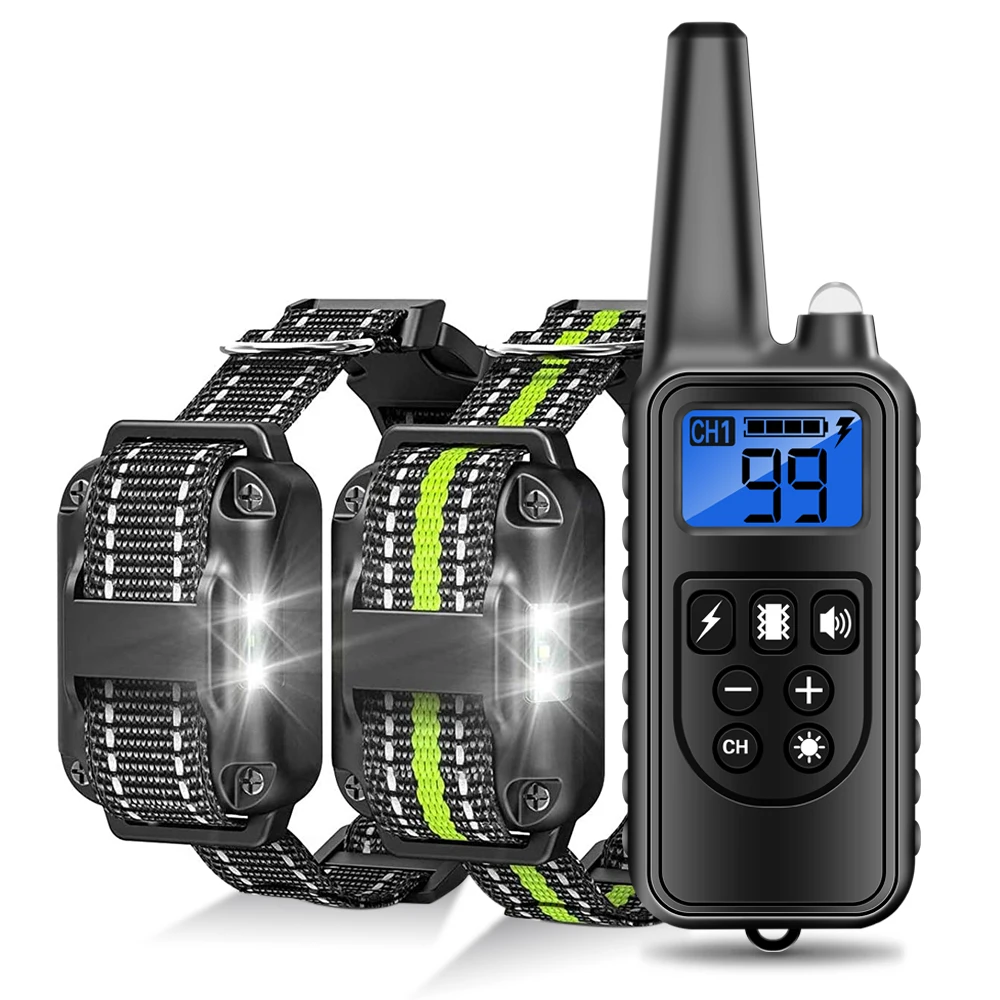 Rechargeable Electronic Pet Dog Training Collar 800m Waterproof Stop Barking LCD Display Remote Control For Shock Collars