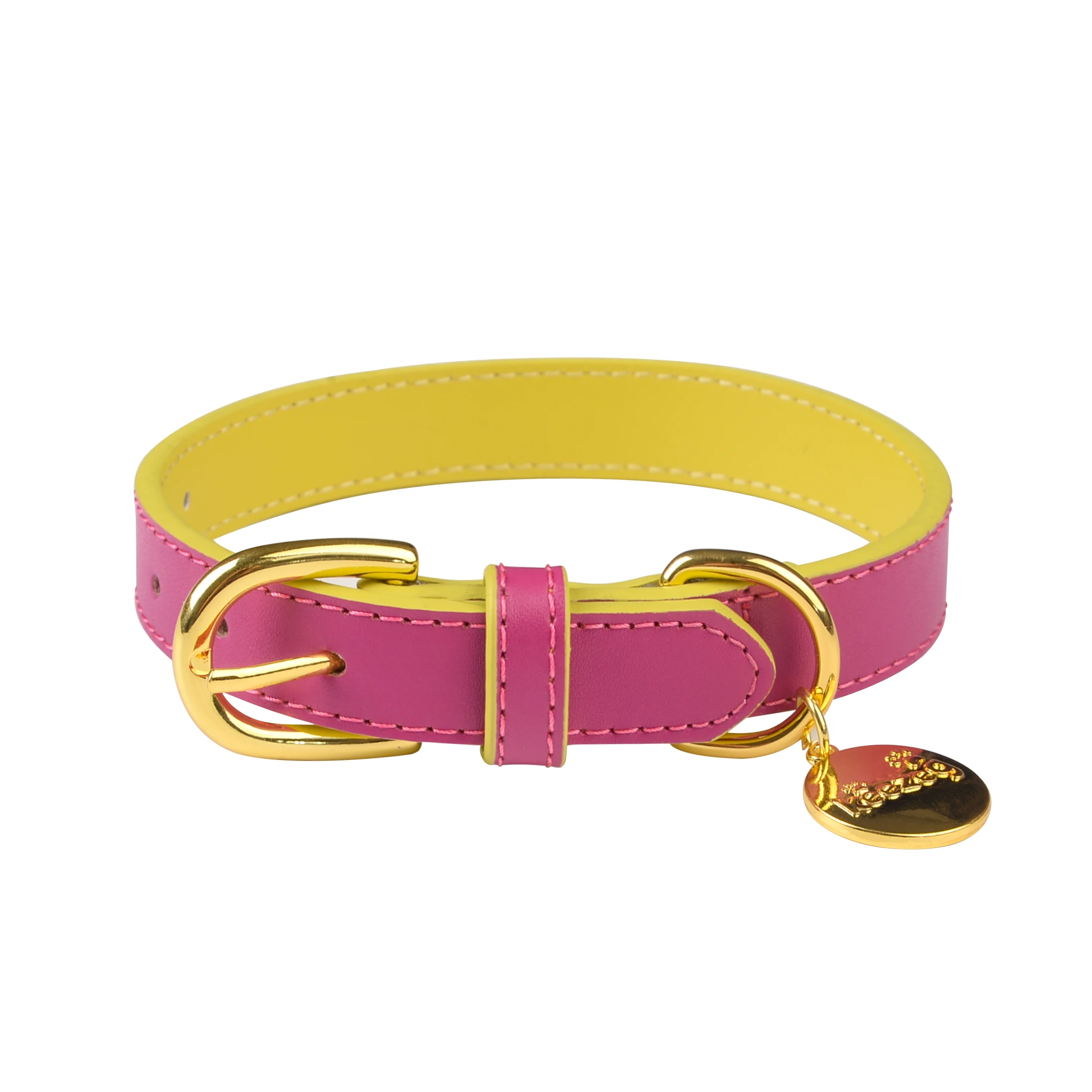 2021 New Contrast color Designer pet dog collar leather