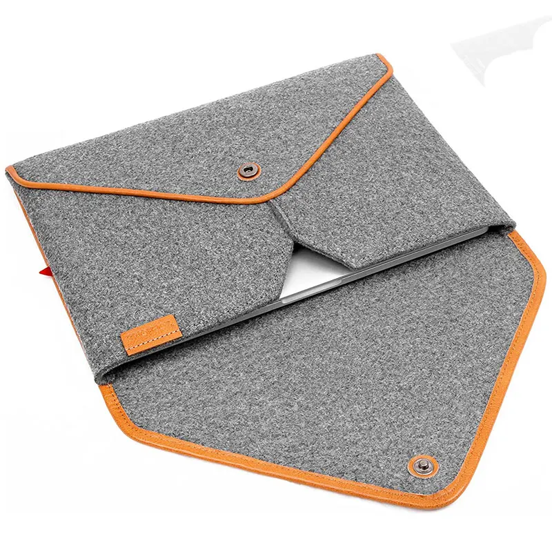 Wool Felt Leather Ultrabook Case Laptop Cover Computer Carrying Sleeve Pouch Bag For Laptop and Macbook custom felt bag