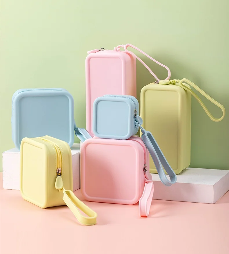 Factory Direct Sale Waterproof Silicone Cosmetic Storage Bag High-value Solid Color