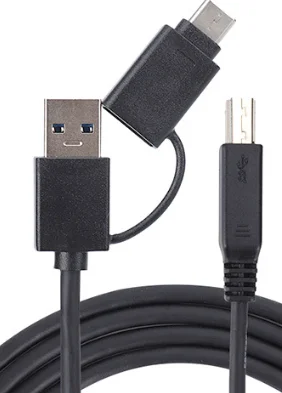 1m 2 in 1 USB C male/USB A male to USB B male MIDI data transfer power charge cable