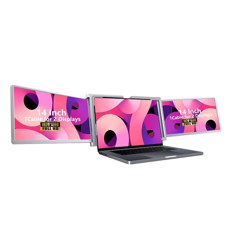 2022 New HD HDR 1080p IPS laptop portable dual and triple additional extension pantalla 14 inch one cable laptop extended