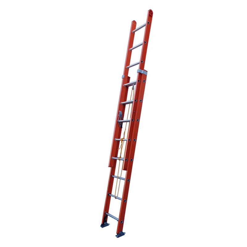 Weiken 2x16 Building Fiberglass Sliding Industrial Ladder Extension Ladder Fire Escape Rope Ladders 32ft