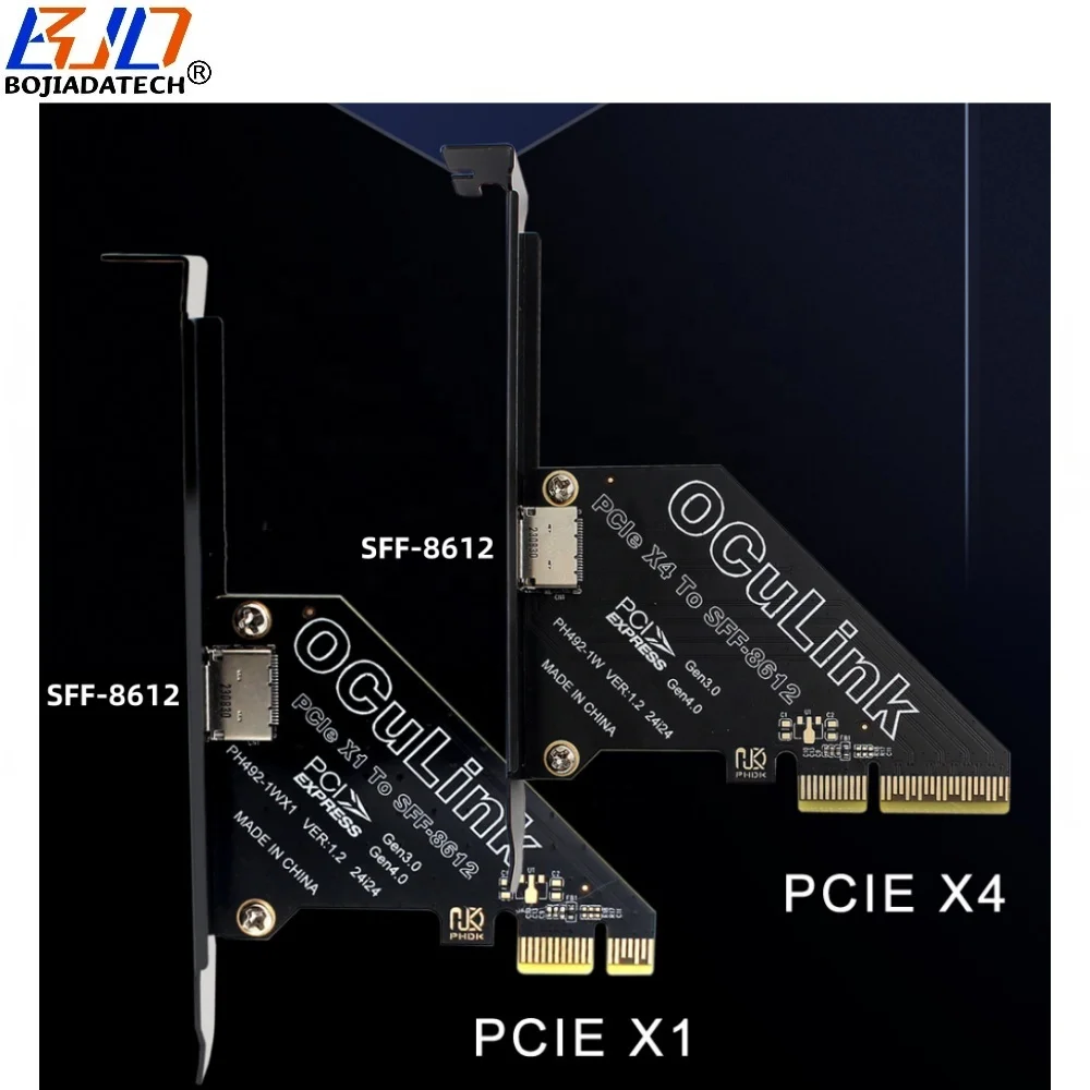 PCI-E Express 4.0 1X PCI-E 4X To Oculink SFF-8611 SFF-8612 Connector Adapter Riser Card For U.2 SFF-8639 U2 NVME SSD