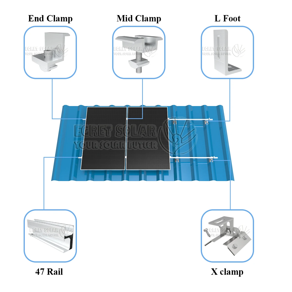 Panel Solar Roof Mounting Bracket Standing Seam Metal Roof Clamping PV Roof Mounting Structures