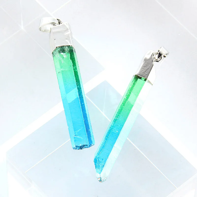 Natural Gem Stones Clear Crystal Necklaces & Pendants Reiki Healing Irregular White Yellow Purple Pink Quartz Pendulum
