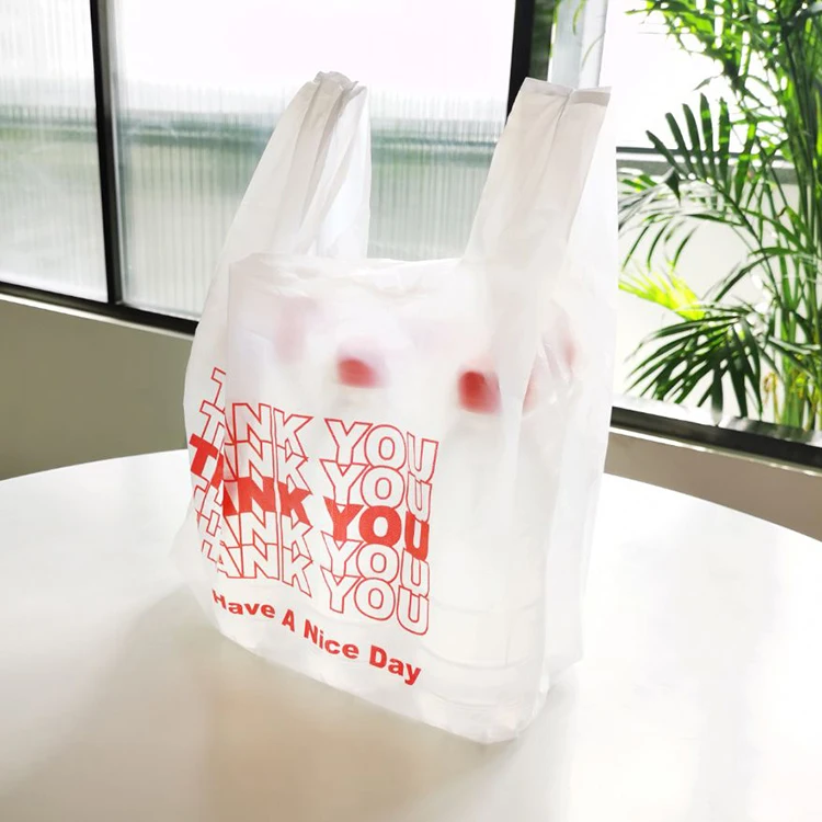 Small Vest Bag Biodegradable T-Shirt Bags Thank You Reusable Shopping Bags With Logo