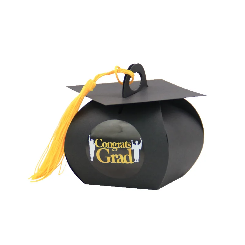 Graduation Season Ceremony Party Favor Tableware Decoration Box Supplies Bachelor Hat Congrats Grad Candy Chocolate Paper Box