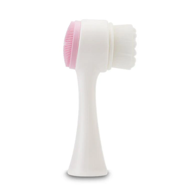 2 in 1 Portable Double Sided Fiber Bristle Silicone Facial Cleansing Brush Face Mask Brush