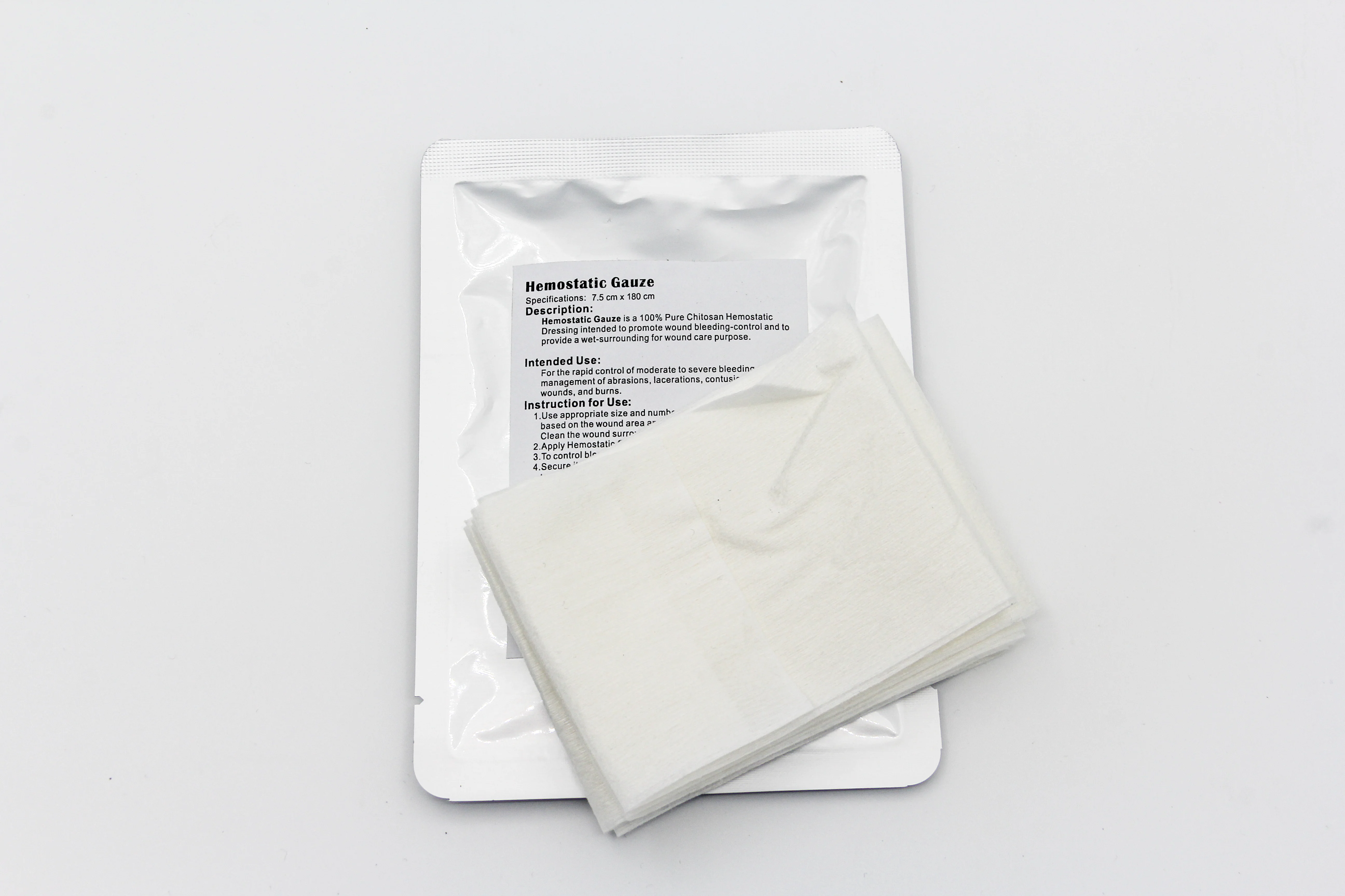Wholesale 7.5cmX180cm chitosan hemostatic combat gauze of rapid hemostatic granules chitosan or bandage hemostatic powder