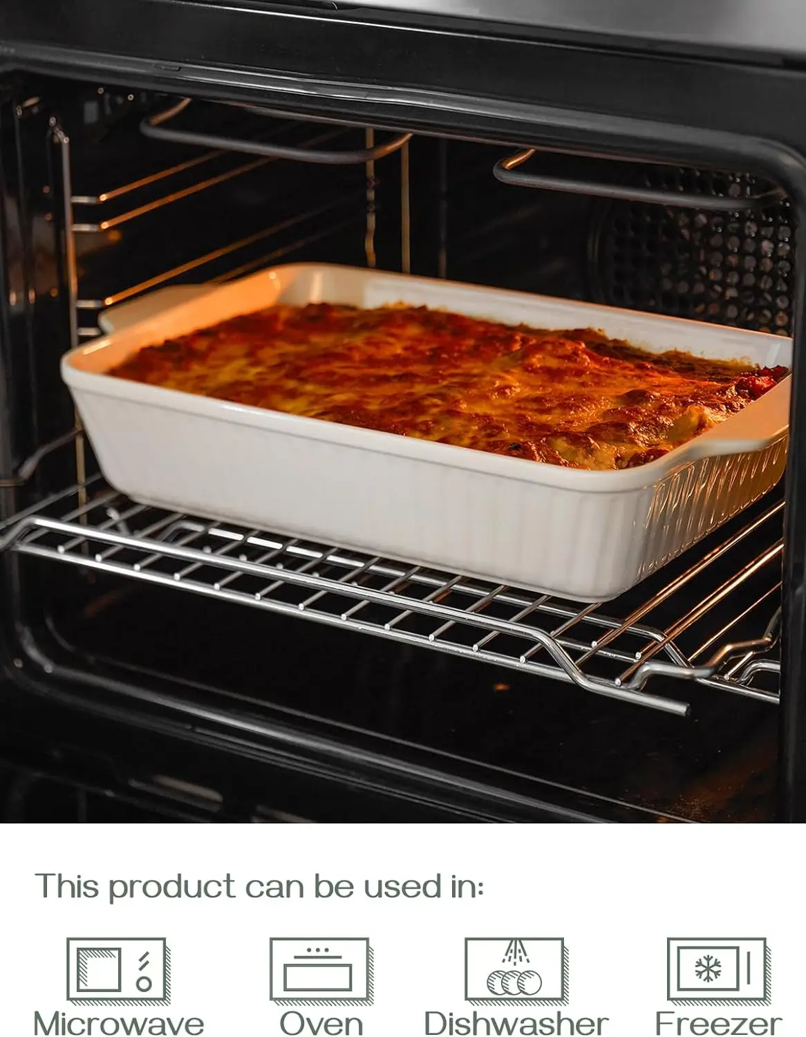 Home Decor Gift High Capacity Ceramic Baking Pan Rectangular Casserole Dish Baking Tray for Lasagna Banquet and Daily Use