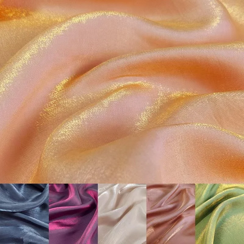 shiny 77% spun rayon 23%polyester Sheer Voile Organdy Fabric for Clothing and Decoration