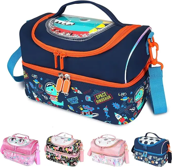 Lunch cooler bag oem customized cooler thermal bags for food school lunch cartoon kid girl personalized cooler bag logo
