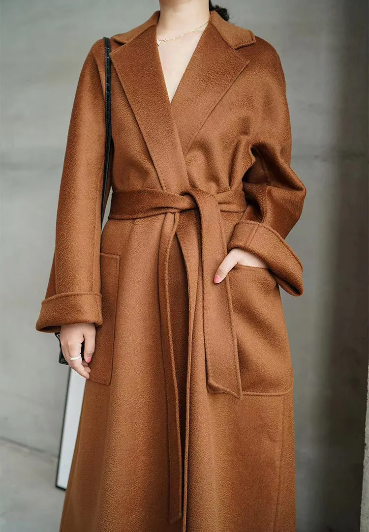 Double faced wool coat 100% cashmere coat cashmere winter coat for ladies