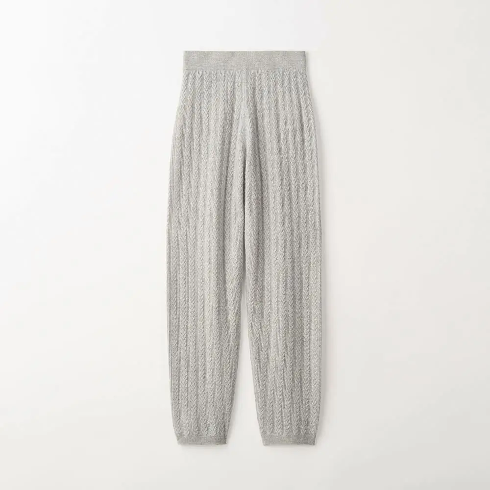 Twist Wool Cashmere Sweaters Pants Pants Wear Korean Knitting Pants Currogat Crochet Knitted Ruched Flare Cotton Women