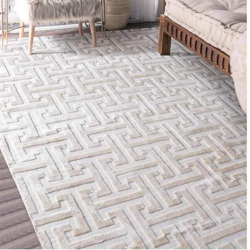 High quality wholesale  soft carpet white or beige  color  wool silk luxury room mat carpet for living room