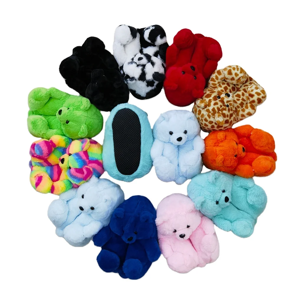 Customizable Teddy Bear Stuffed Animal Soft Slipper Soft Doll TPR Outsole Material Plush Toy for Winter Season