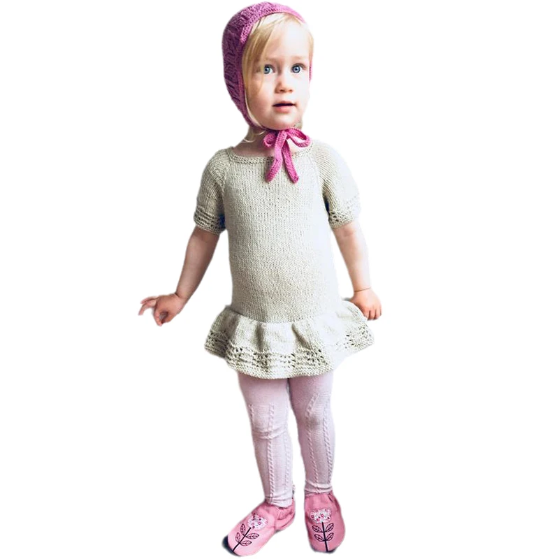 British style baby dress set Cotton baby knit skirt Vintage lace baby sweater