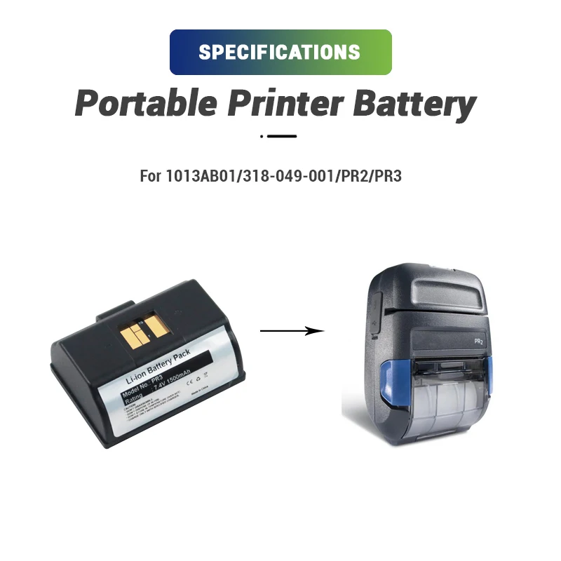 Lithium ion high quality rechargeable replacement 7.4V 1500mAh printer battery for PR2 PR3 1013AB01 318-049-001